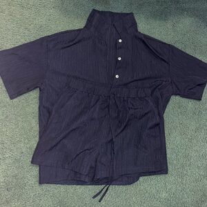 Shein Navy Short Sleeve Button-Up Shirt